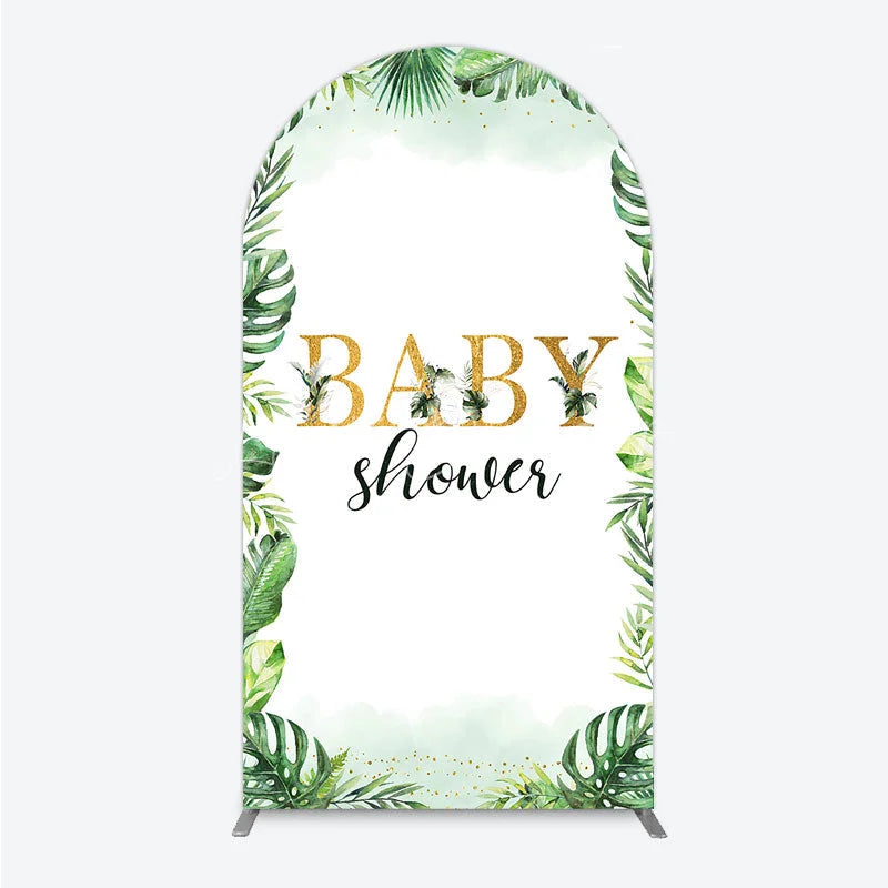 Lofaris Tropical Leaves Baby Shower Arch Backdrop Safari Greenery Gold Glitter Party Decoration Jungle Plant Background