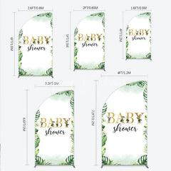 Lofaris Tropical Leaves Baby Shower Half Moon Arch Backdrop Safari Greenery Gold Glitter Party Decoration Jungle Plant Background