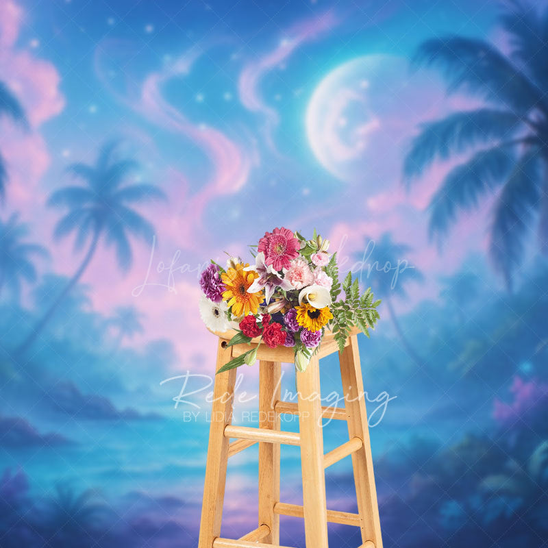 Lofaris Tropical Midnight Blue Lake Natural Scene Backdrop