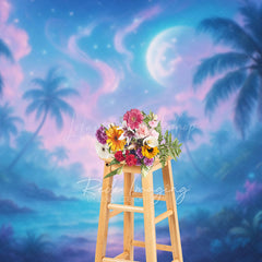 Lofaris Tropical Midnight Blue Lake Natural Scene Backdrop