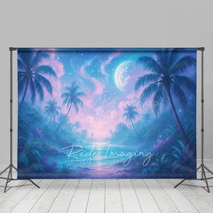 Lofaris Tropical Midnight Blue Lake Natural Scene Backdrop