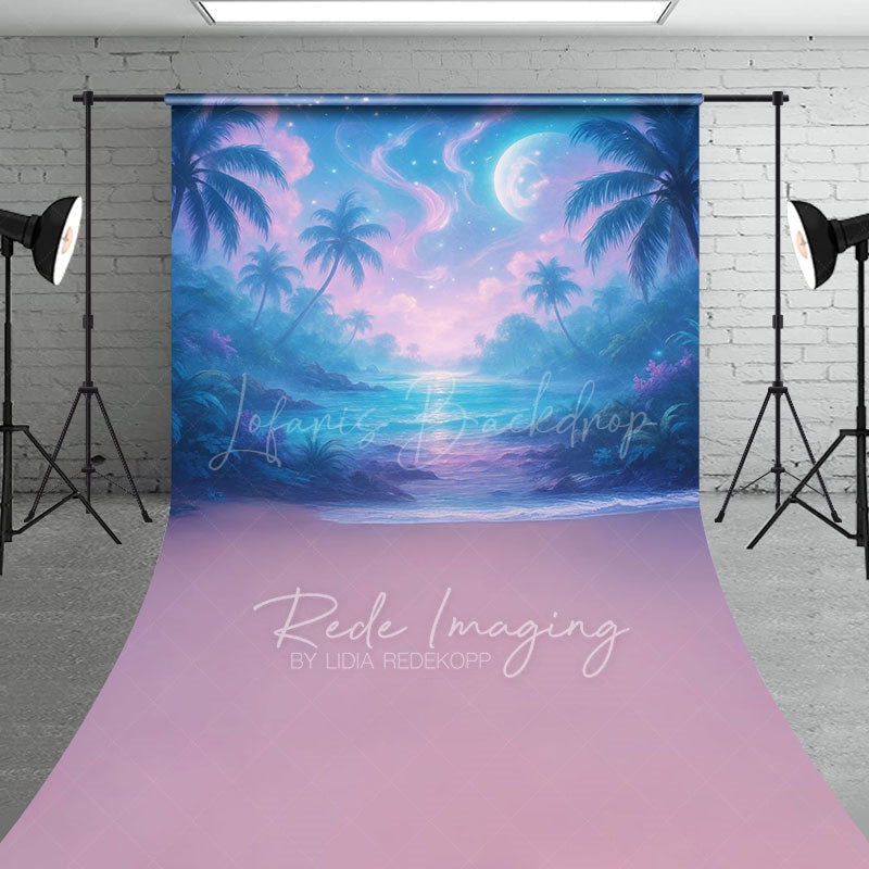 Lofaris Tropical Midnight Lake Natural Scene Sweep Backdrop