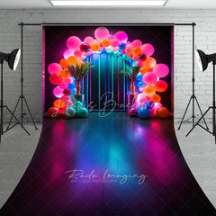 Lofaris Tropical Neon Balloon Arch Sweep Photo Backdrop Vibrant Party Photography Background