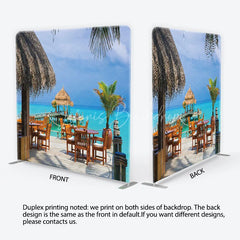 Lofaris Tropical Overwater Restaurant Square Double-Sided Backdrop featuring Turquoise Ocean and Thatched Roof Hut Decor