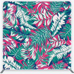 Lofaris Tropical Palm Leaves Tension Fabric Backdrop Pink and Teal Monstera Foliage Pattern Background Summer Party Decor