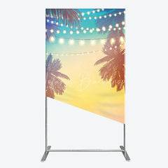 Lofaris Tropical Palm Trees and Fairy Lights Rectangle Arch Backdrop Vibrant Sunset Gradient Summer Party