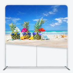 Lofaris Tropical Summer Beach Party Pineapples with Sunglasses Square Double-Sided Backdrop Ocean Vacation Decor
