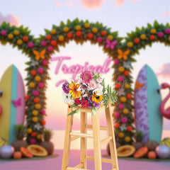 Lofaris Tropical Vibes Fruits Arch Flamingo Summer Backdrop