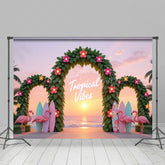 Lofaris Tropical Vibes Sunset Floral Hawaii Beach Backdrop