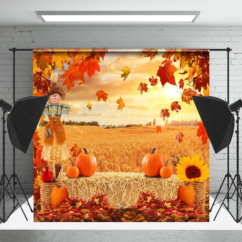 Lofaris Truck Forest Wheat Field Autumn Room Set Backdrop