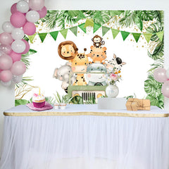 Lofaris Truck Safari Animals Plant Happy Birthday Backdrop