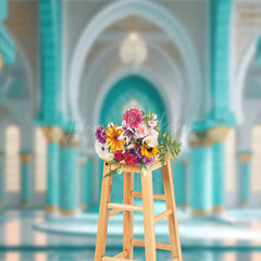 Lofaris Turquoise Grey Hall Lights Architecture Backdrop