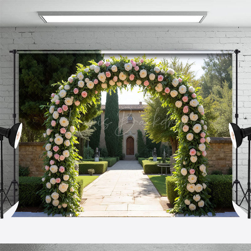 Lofaris Tuscany Floral Arch Romantic Manor Wedding Backdrop