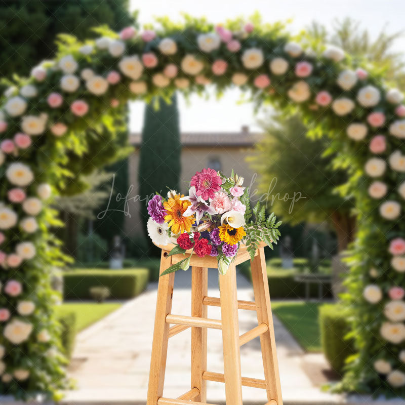 Lofaris Tuscany Floral Arch Romantic Manor Wedding Backdrop
