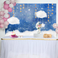 Lofaris Twinkle Blue Sweet Sky Night Baby Shower Backdrop