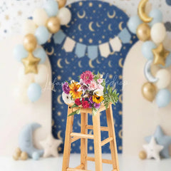Lofaris Twinkle Little Star Arch Backdrop Navy Blue and Gold Moon Night Sky Background for Boys Birthday