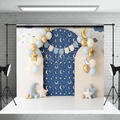Lofaris Twinkle Little Star Arch Backdrop Navy Blue and Gold Moon Night Sky Background for Boys Birthday