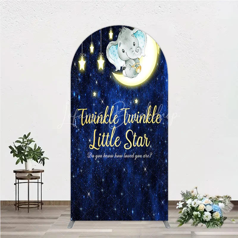 Lofaris Twinkle Little Star Elephant Arch Backdrop Moon and Stars Baby Shower Party Cover