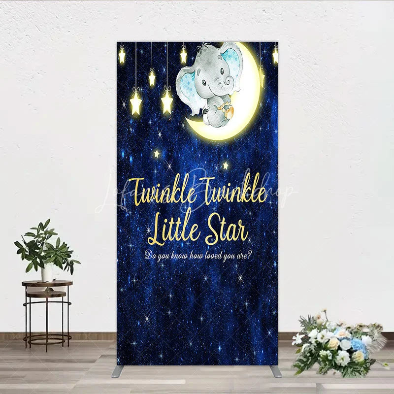 Lofaris Twinkle Little Star Elephant Rectangle Backdrop Moon and Stars Baby Shower Party Cover