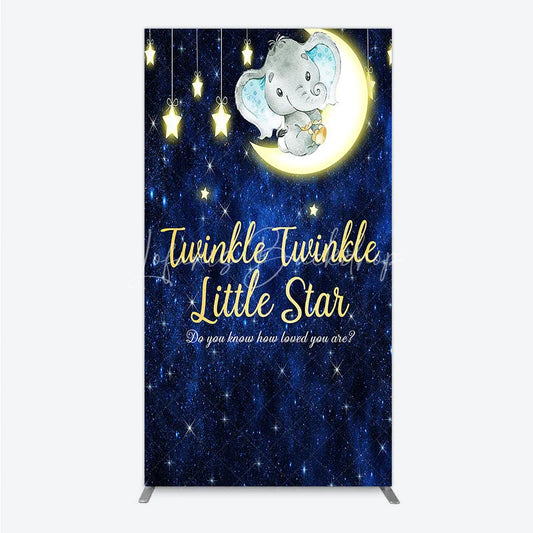 Lofaris Twinkle Little Star Elephant Rectangle Backdrop Moon and Stars Baby Shower Party Cover