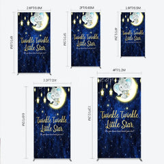Lofaris Twinkle Little Star Elephant Rectangle Backdrop Moon and Stars Baby Shower Party Cover