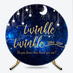 Lofaris Twinkle Little Star Galaxy Round Backdrop Navy Blue Night Sky Moon and Stars Party Cover