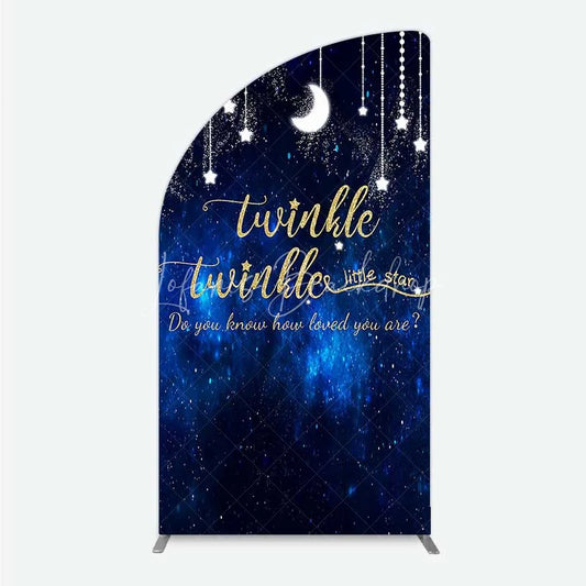 Lofaris Twinkle Little Star Half Moon Arch Backdrop Blue Galaxy and Stars Baby Shower Decoration