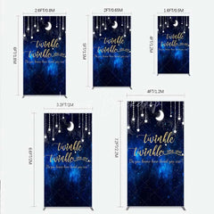 Lofaris Twinkle Little Star Rectangle Backdrop Blue Galaxy Moon and Stars Baby Shower Decoration