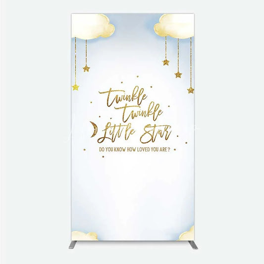 Lofaris Twinkle Little Star Rectangle Backdrop Gold Moon and Clouds Baby Shower Decoration