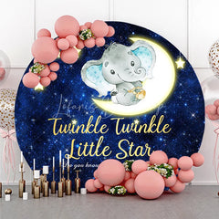 Lofaris Twinkle Little Star Round Backdrop Elephant on Moon Starry Night Background Baby Shower Nursery Party Decor
