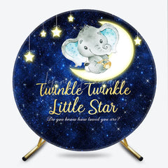 Lofaris Twinkle Little Star Round Backdrop Elephant on Moon Starry Night Background Baby Shower Nursery Party Decor