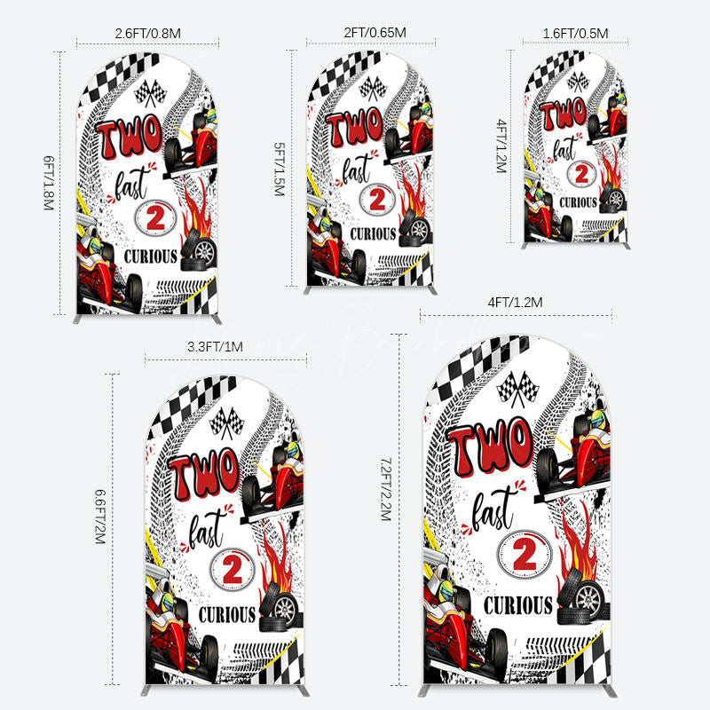 Lofaris Two Fast 2 Curious Racing Birthday Arch Backdrop