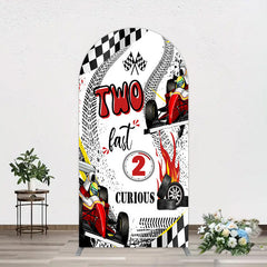 Lofaris Two Fast 2 Curious Racing Birthday Arch Backdrop