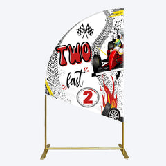 Lofaris Two Fast 2 Curious Racing Birthday Half Moon Arch Backdrop