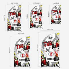 Lofaris Two Fast 2 Curious Racing Birthday Half Moon Arch Backdrop