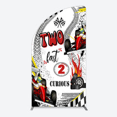 Lofaris Two Fast 2 Curious Racing Birthday Half Moon Arch Backdrop