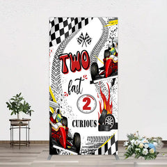 Lofaris Two Fast 2 Curious Racing Birthday Rectangle Backdrop