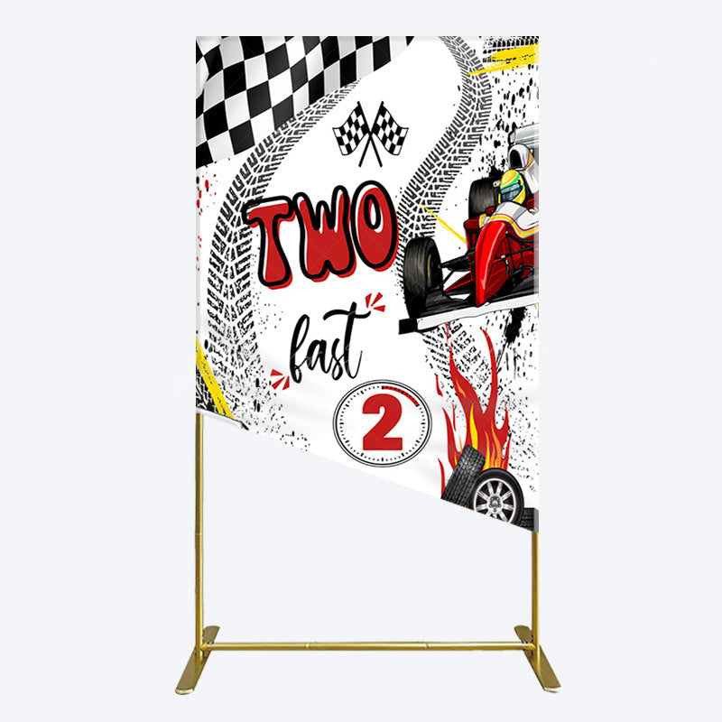 Lofaris Two Fast 2 Curious Racing Birthday Rectangle Backdrop