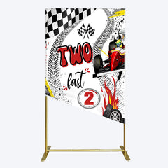 Lofaris Two Fast 2 Curious Racing Birthday Rectangle Backdrop