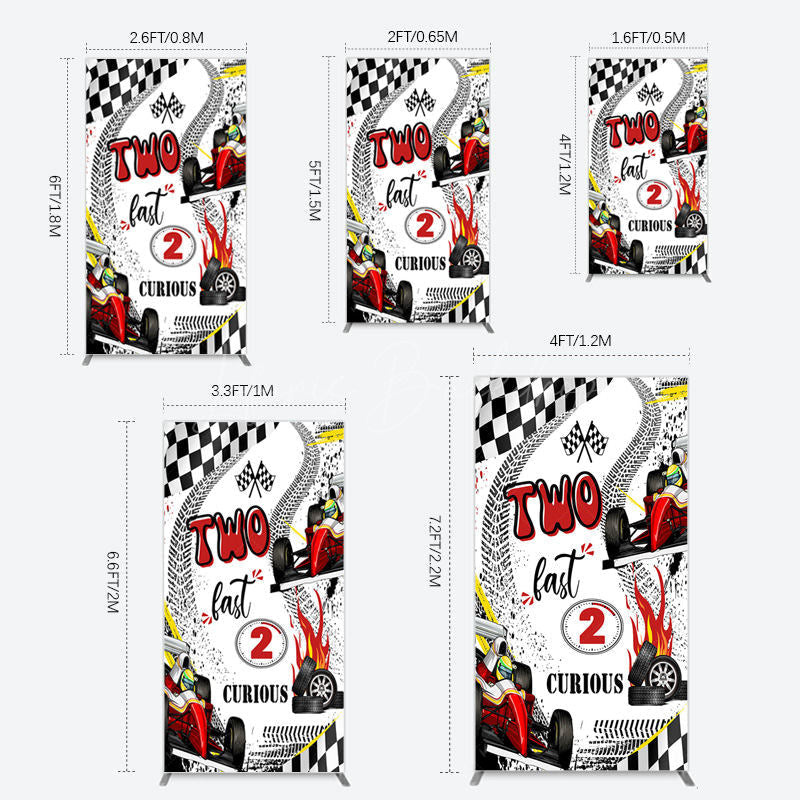 Lofaris Two Fast 2 Curious Racing Birthday Rectangle Backdrop