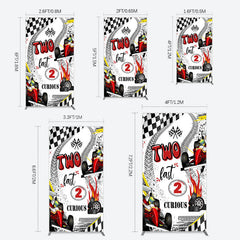 Lofaris Two Fast 2 Curious Racing Birthday Rectangle Backdrop