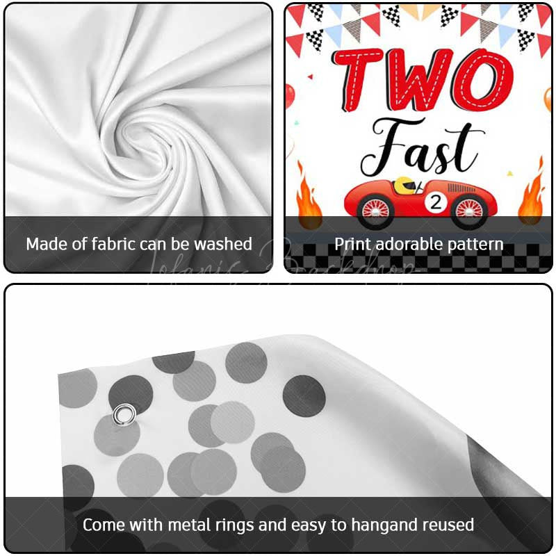 Lofaris Two Fast Racing Car 2Nd Birthday Garage Door Banner