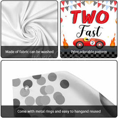Lofaris Two Fast Racing Car 2Nd Birthday Garage Door Banner