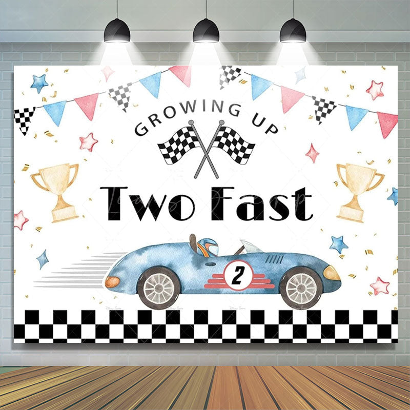 Lofaris Two Fast Racing Car Birthday Backdrop For Boys Sports Party Decor Kids Photo Prop