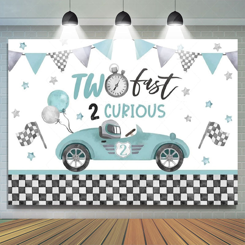 Lofaris Two Fast Racing Car Birthday Backdrop For Boys Sports Party Decor Kids Photo Prop