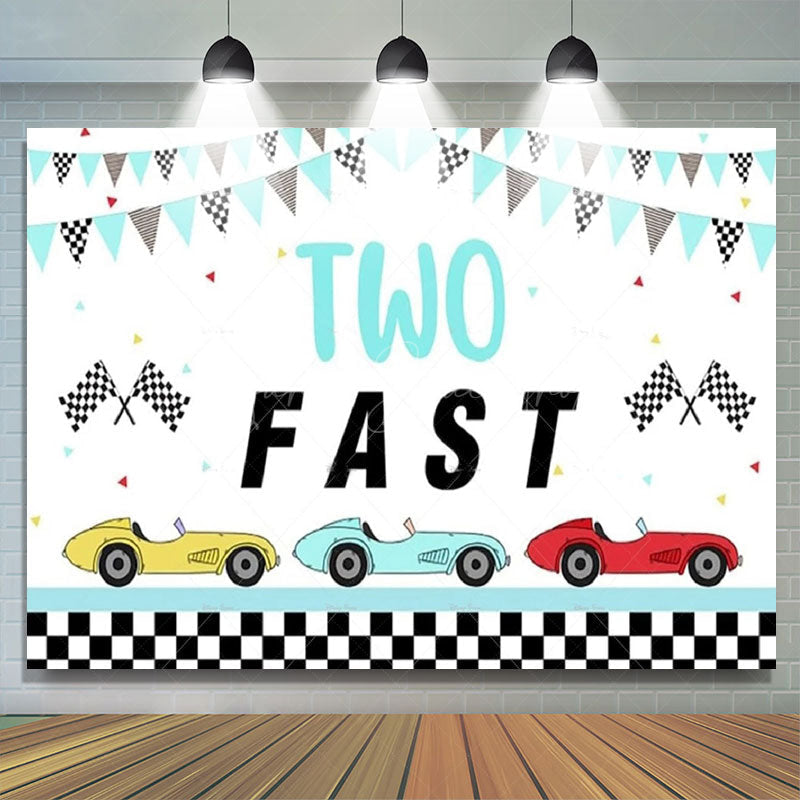 Lofaris Two Fast Racing Car Birthday Backdrop For Boys Sports Party Decor Kids Photo Prop