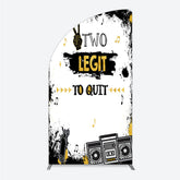 Lofaris Two Legit to Quit Birthday Half Moon Arch Backdrop Second Bday Hip Hop Party Banner 90s Retro Boombox Photo Prop Decor