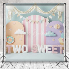 Lofaris Two Sweet and One Room Set Backdrop Blue Cloud Airplane Cake Smash Party Background