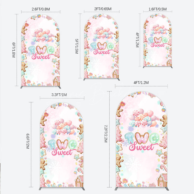 Lofaris Two Sweet Birthday Arch Backdrop for 2nd Winter Candyland with Gingerbread Christmas Shoppe Party