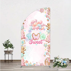 Lofaris Two Sweet Birthday Half Moon Arch Backdrop for 2nd Winter Candyland with Gingerbread Christmas Shoppe Party
